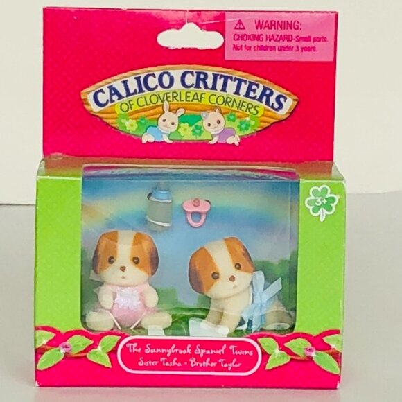 Calico Critters Sunnybrook Spaniel Twins w/baby bottle, pacifier New in Box - Picture 12 of 14
